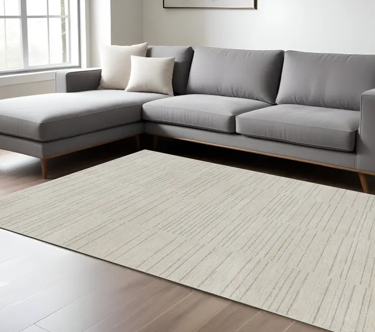 6' X 9' Gray And Ivory Abstract Area Rug
