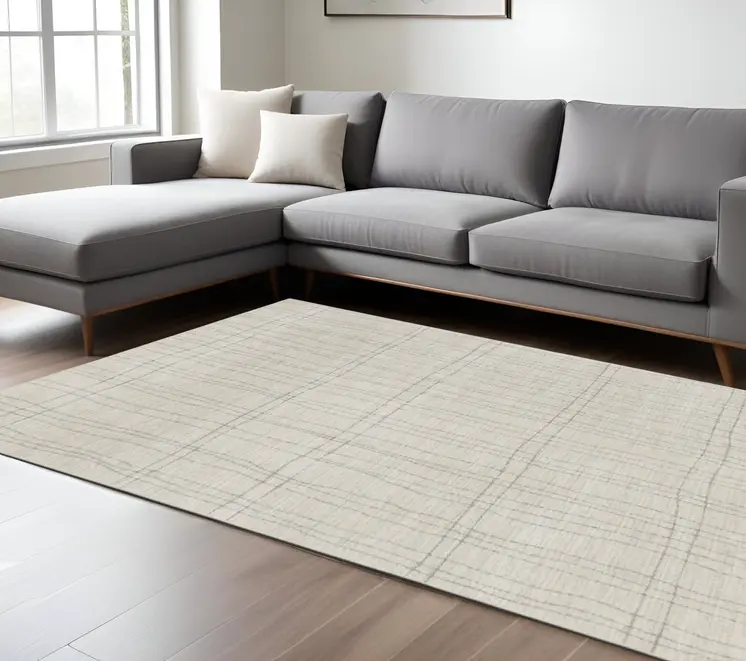 6' X 9' Gray And Ivory Abstract Area Rug