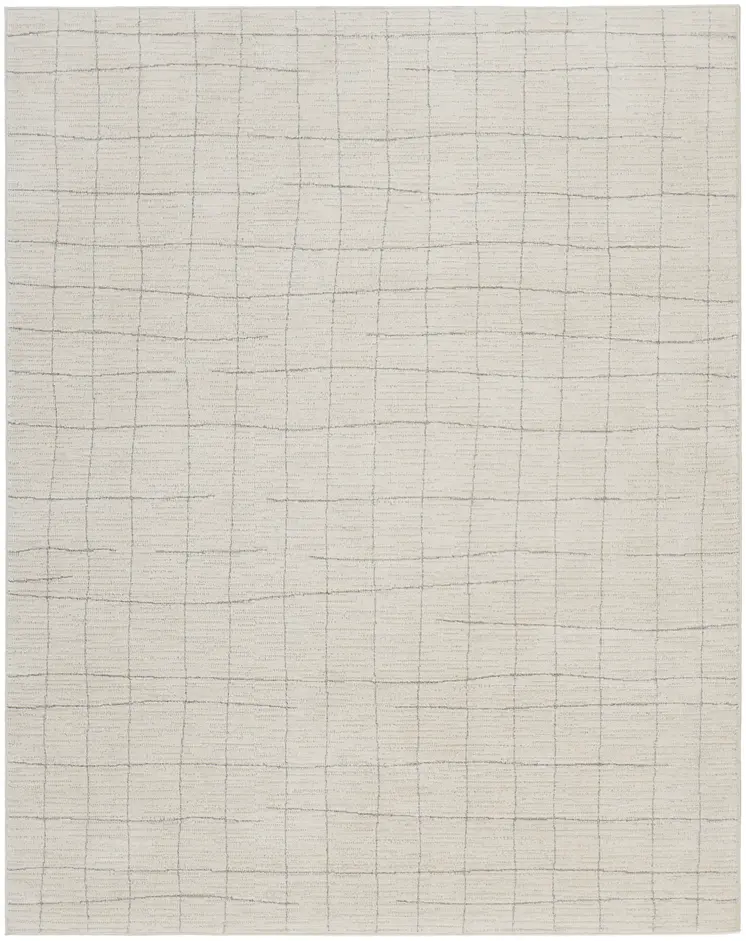 8' X 10' Gray And Ivory Abstract Area Rug