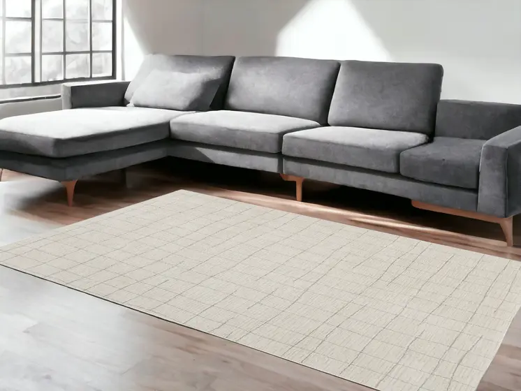 8' X 10' Gray And Ivory Abstract Area Rug