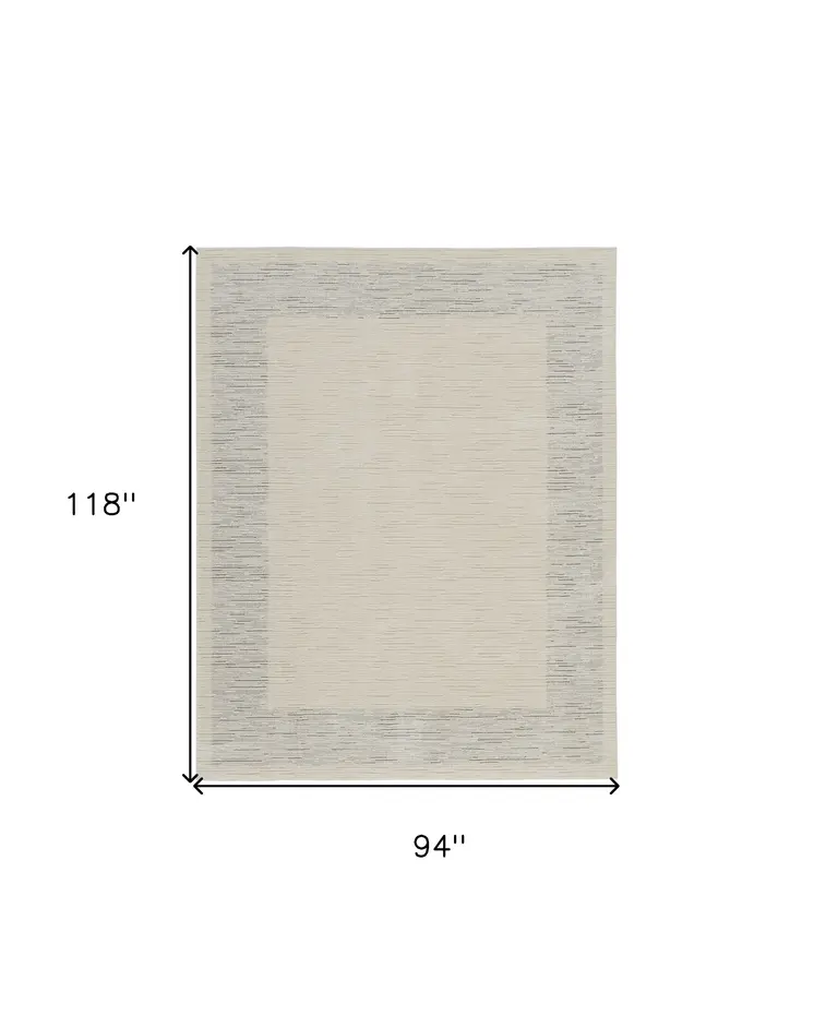 8' X 10' Ivory and Gray Abstract Power Loom Area Rug