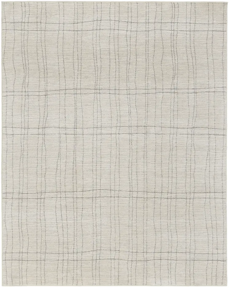 8' X 10' Gray And Ivory Abstract Area Rug