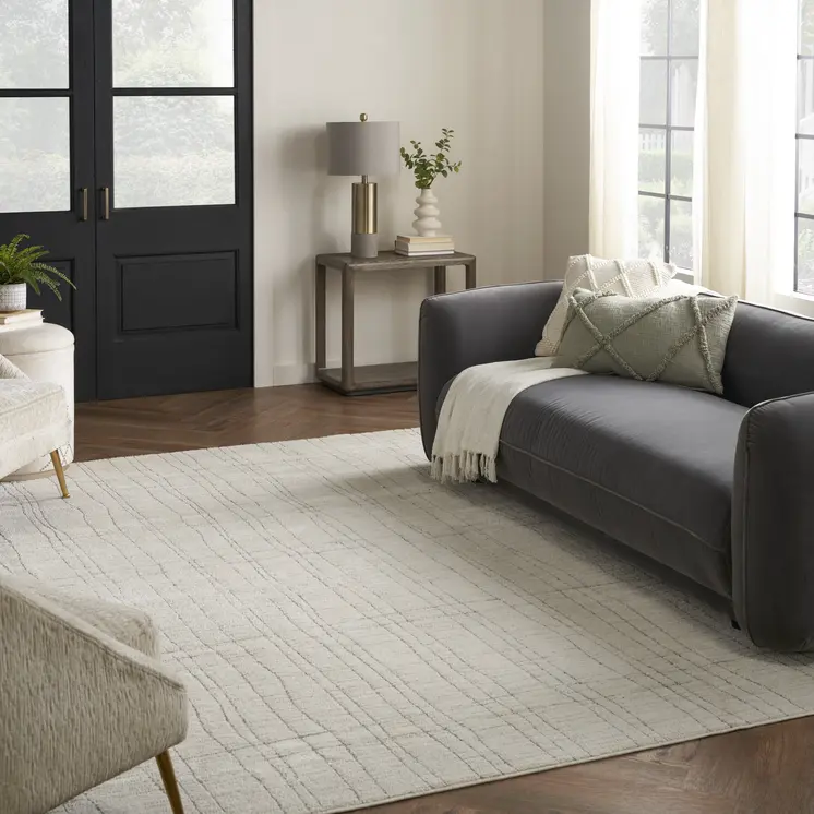 8' X 10' Gray And Ivory Abstract Area Rug