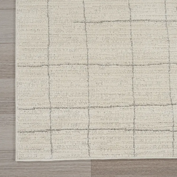 8' Gray And Ivory Abstract Runner Rug