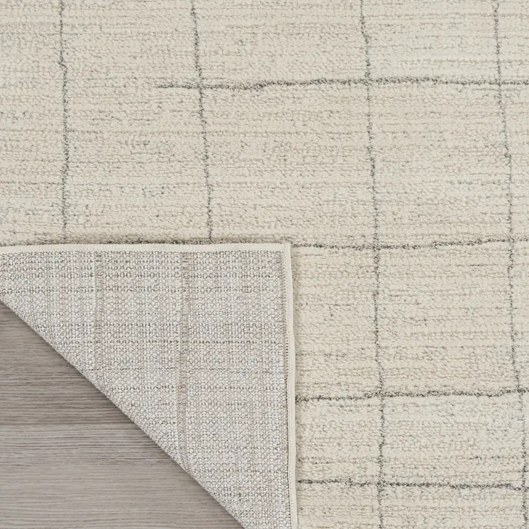 8' Gray And Ivory Abstract Runner Rug