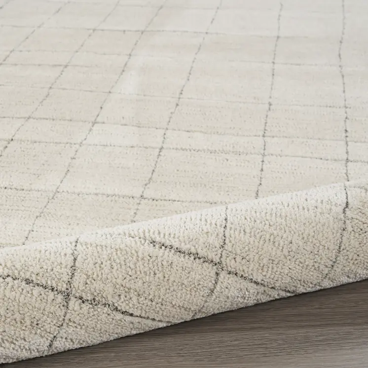8' Gray And Ivory Abstract Runner Rug