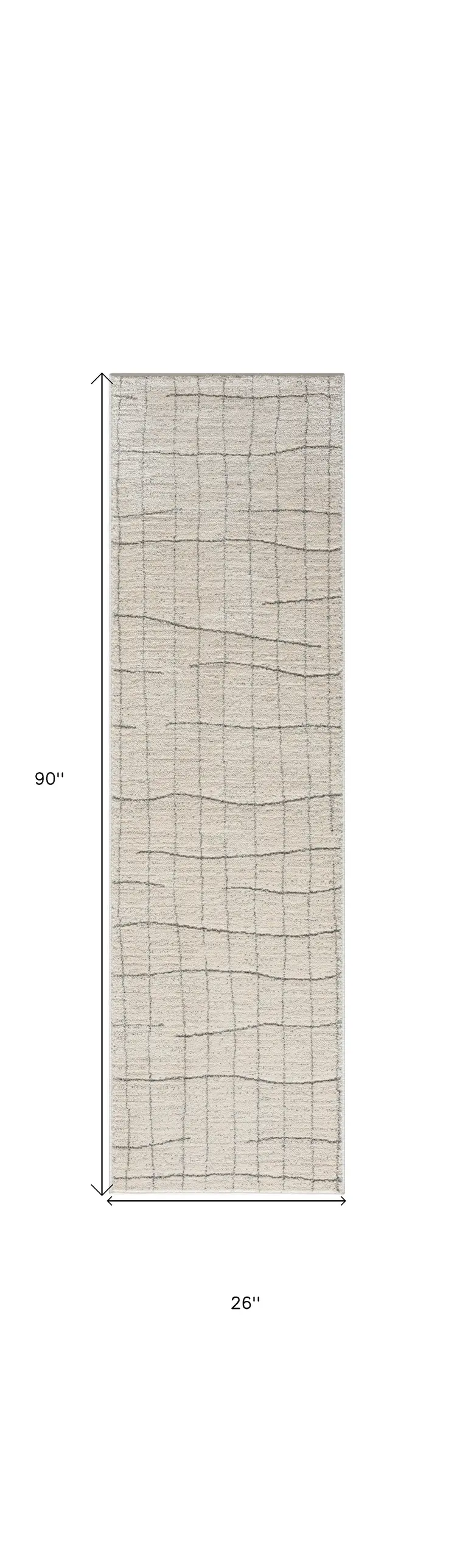 8' Gray And Ivory Abstract Runner Rug