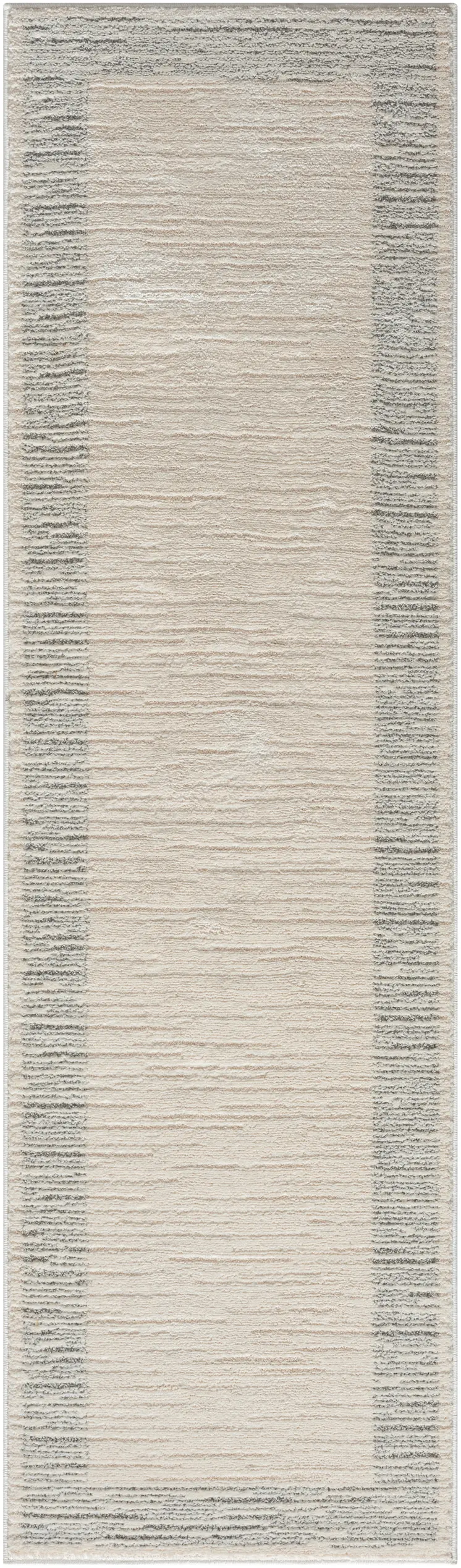 8' Gray And Ivory Abstract Runner Rug