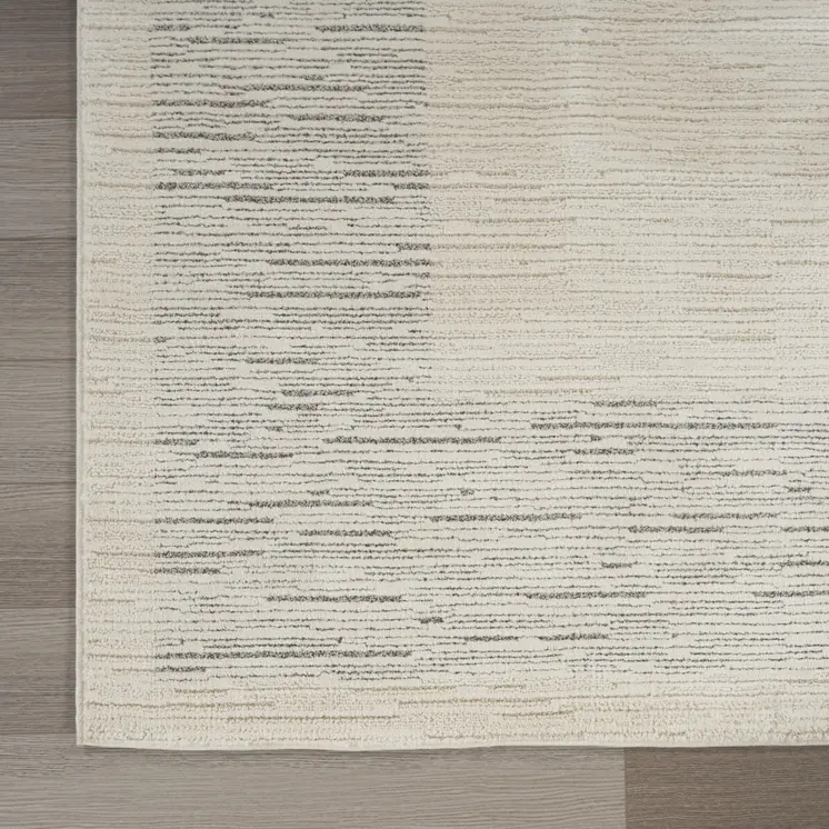 8' Gray And Ivory Abstract Runner Rug