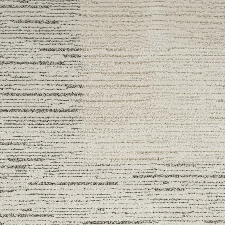 8' Gray And Ivory Abstract Runner Rug