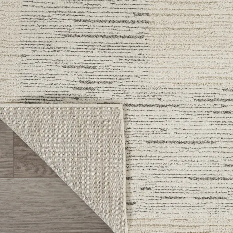 8' Gray And Ivory Abstract Runner Rug