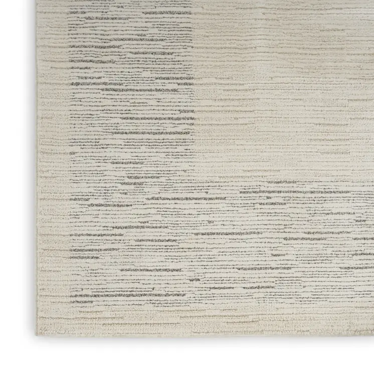 8' Gray And Ivory Striped Runner Rug