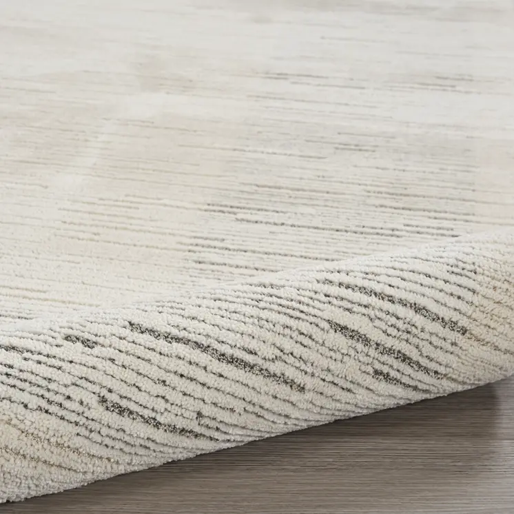 8' Gray And Ivory Abstract Runner Rug
