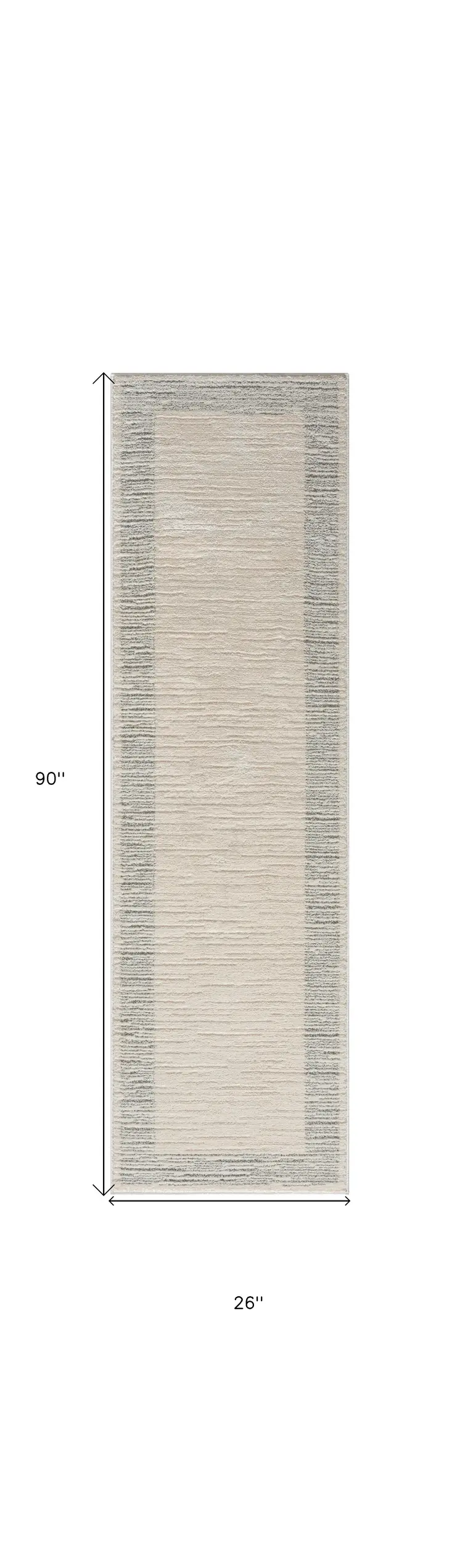 8' Gray And Ivory Abstract Runner Rug