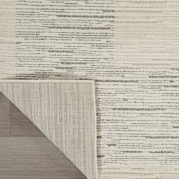 8' Gray And Ivory Striped Runner Rug