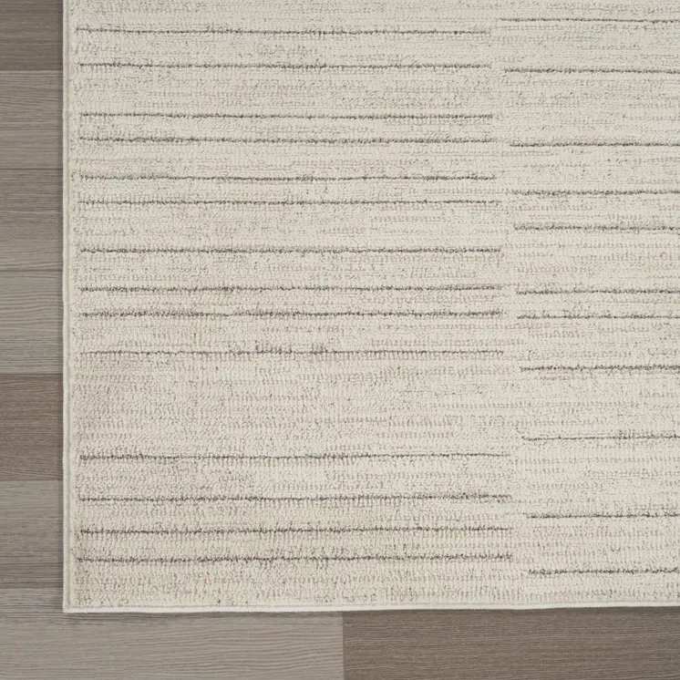 8' Gray And Ivory Abstract Runner Rug