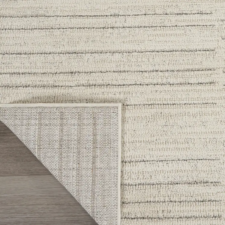 8' Gray And Ivory Abstract Runner Rug