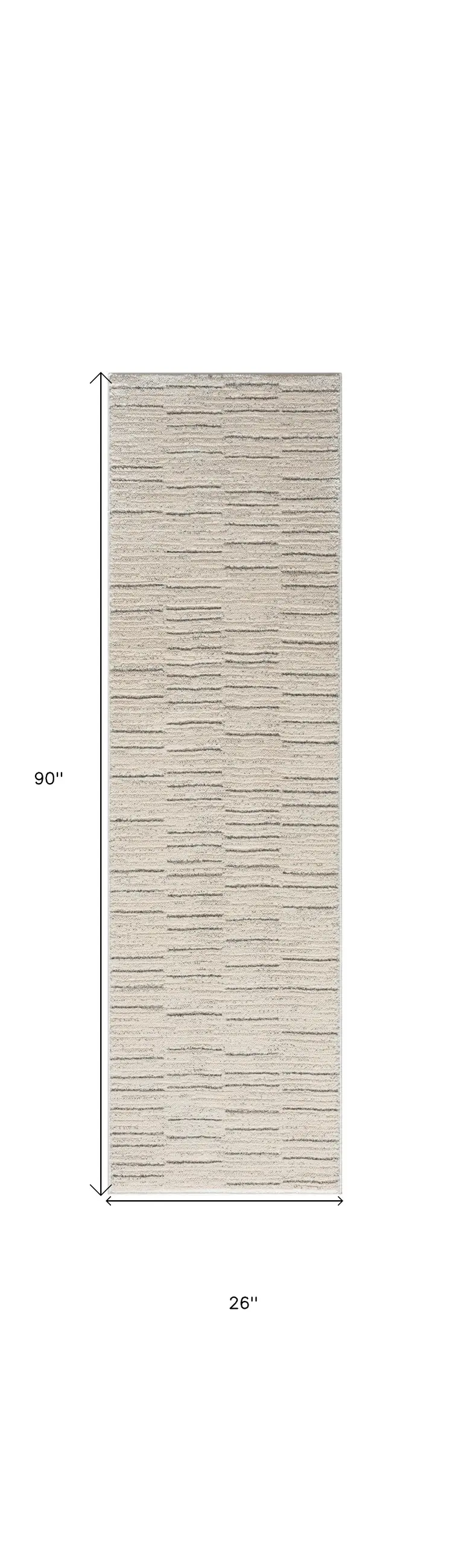 8' Gray And Ivory Abstract Runner Rug