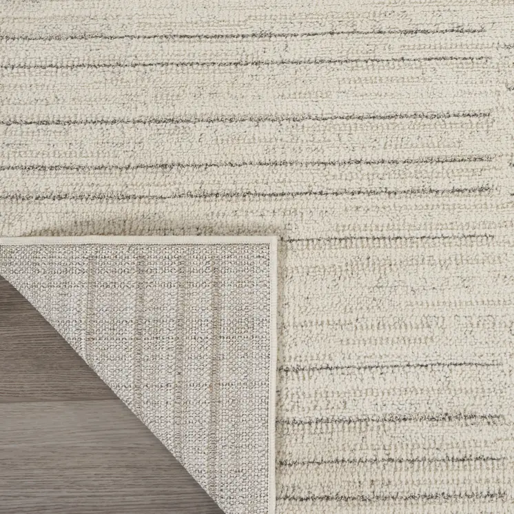 8' Gray And Ivory Abstract Runner Rug