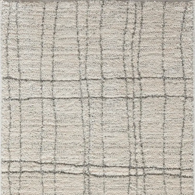 8' Gray And Ivory Abstract Runner Rug
