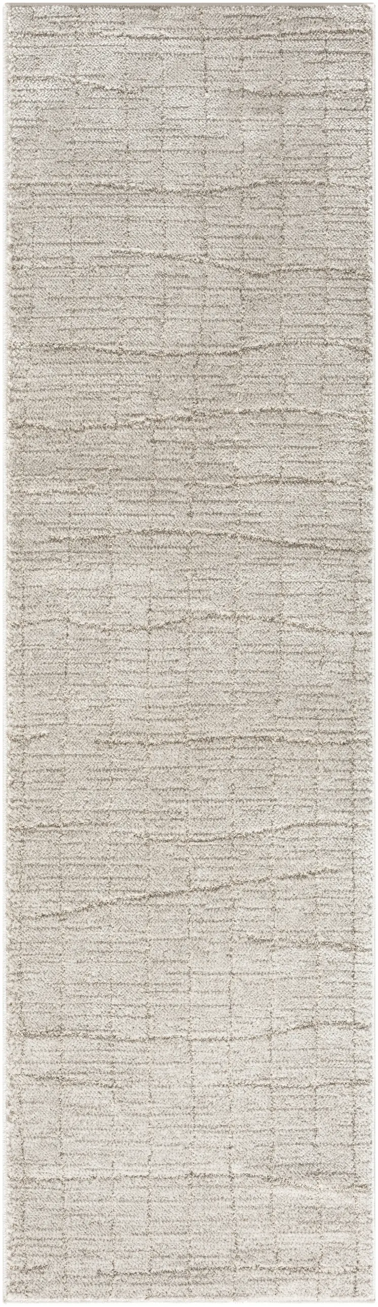 8' Beige And Gray Abstract Runner Rug