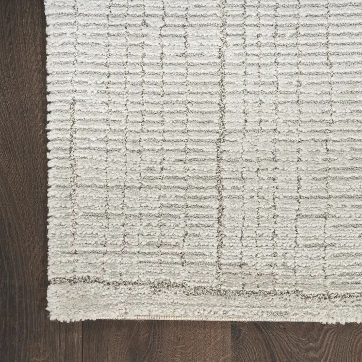 8' Gray And Silver Abstract Runner Rug