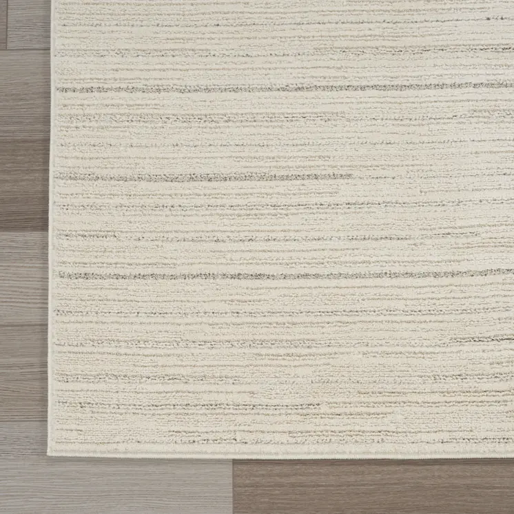 8' Gray And Ivory Abstract Runner Rug