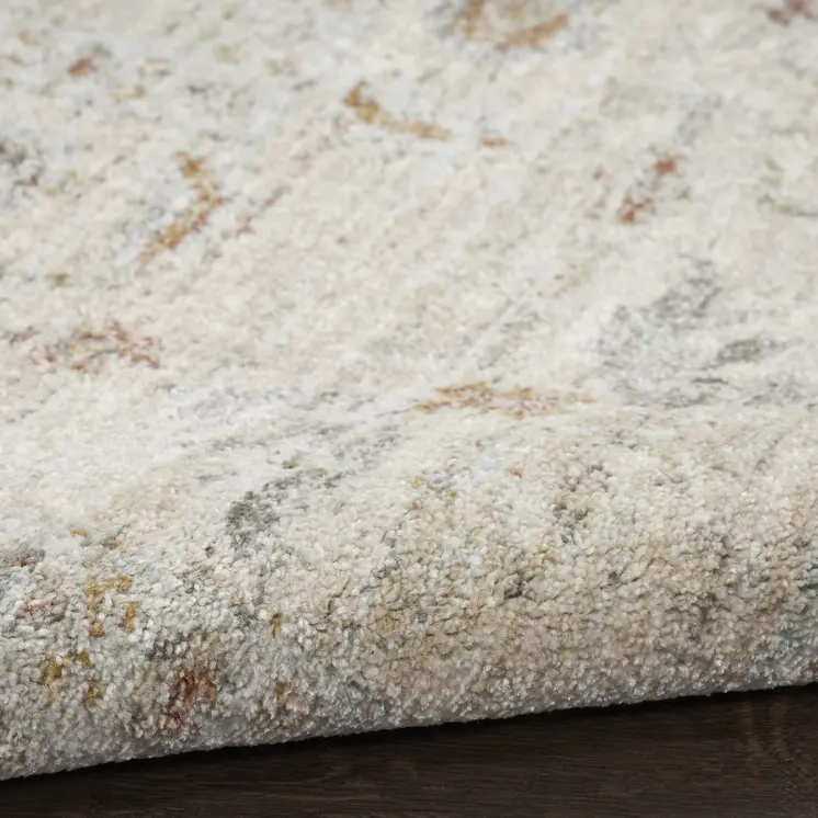 3' X 5' Beige and Ivory Oriental Power Loom Distressed Area Rug With Fringe