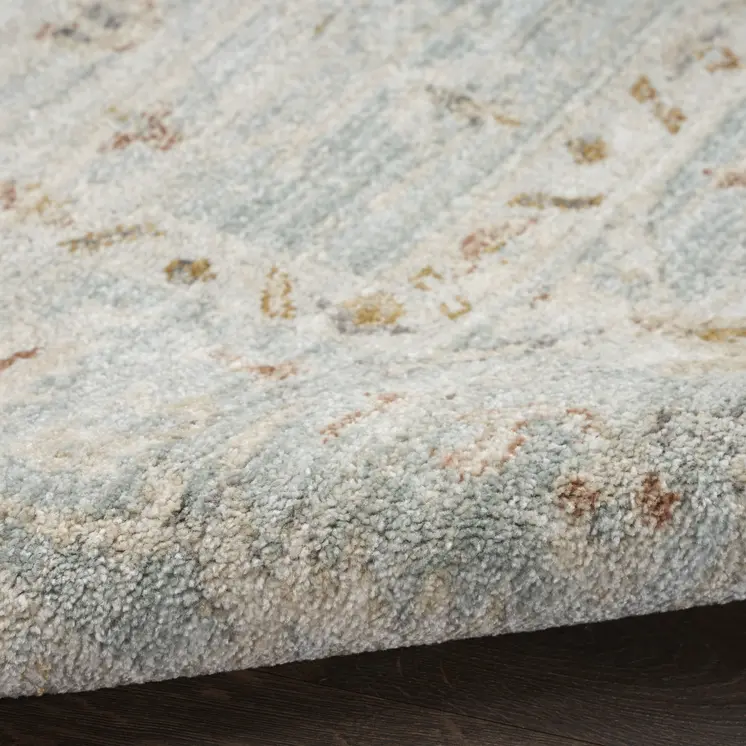 8' Blue And Ivory Oriental Distressed Runner Rug With Fringe