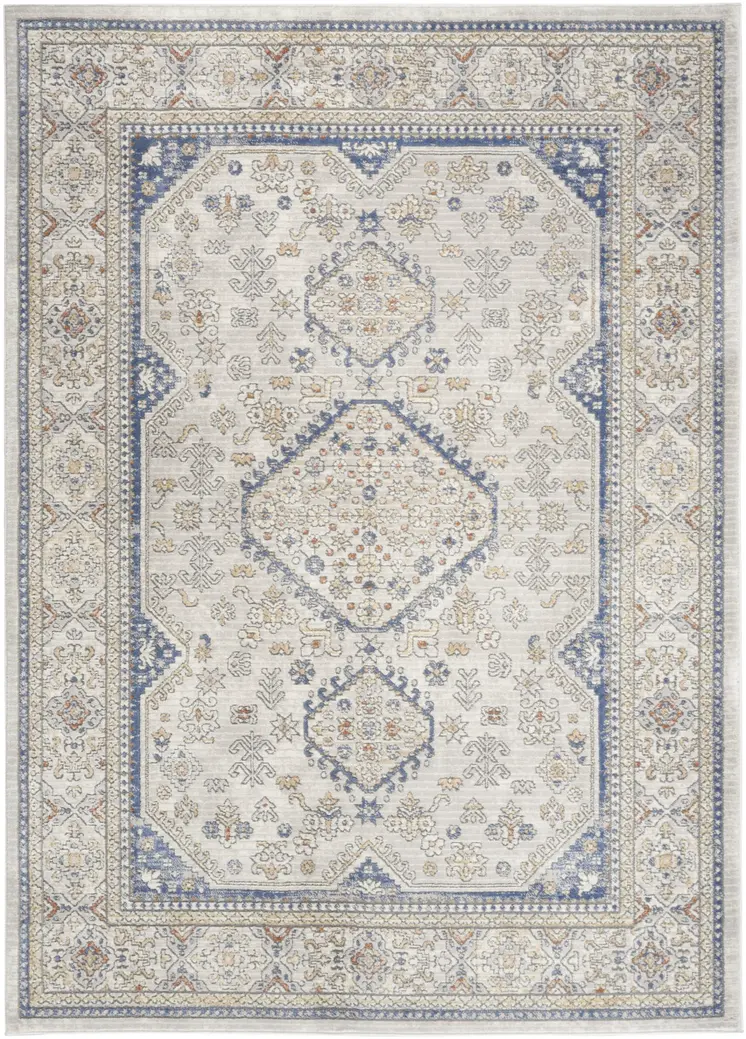 7' X 9' Blue and Gray Medallion Power Loom Area Rug