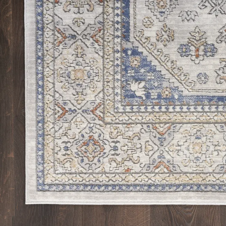 7' X 9' Blue and Gray Medallion Power Loom Area Rug