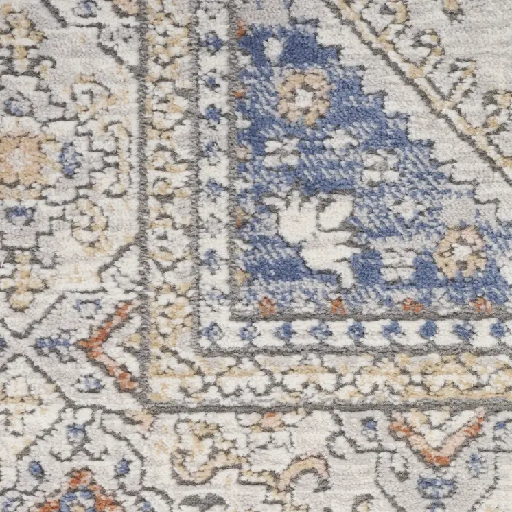 7' X 9' Blue and Gray Medallion Power Loom Area Rug