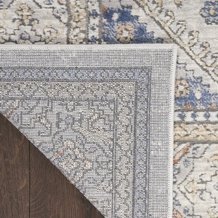 7' X 9' Blue and Gray Medallion Power Loom Area Rug