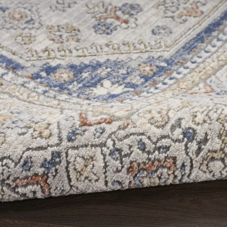 7' X 9' Blue and Gray Medallion Power Loom Area Rug