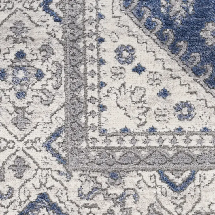 7' X 9' Blue and Gray Medallion Power Loom Area Rug
