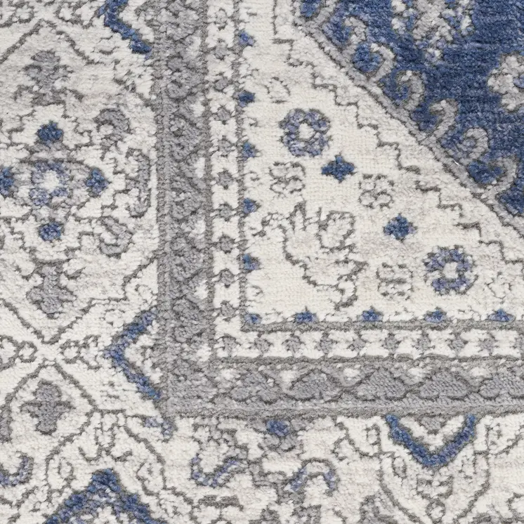 7' X 9' Blue and Gray Medallion Power Loom Area Rug