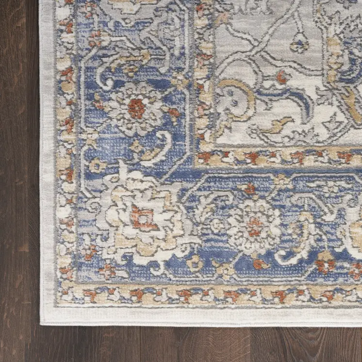 8' X 10' Blue and Gray Oriental Power Loom Area Rug