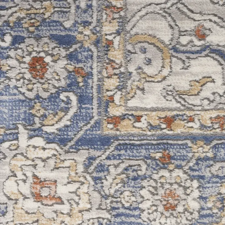 8' X 10' Blue and Gray Oriental Power Loom Area Rug