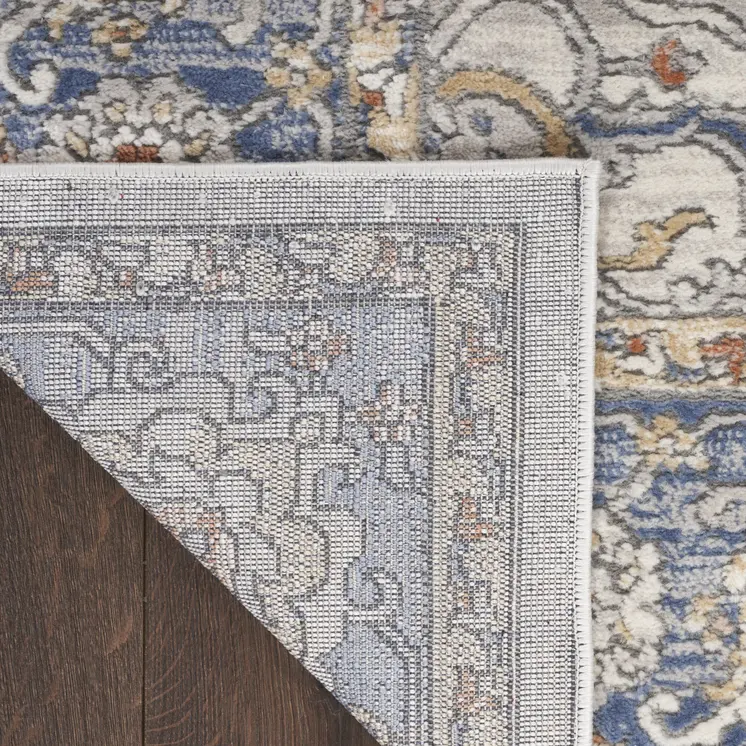 8' X 10' Blue and Gray Oriental Power Loom Area Rug