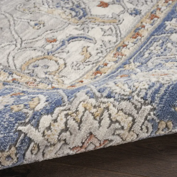 8' X 10' Blue and Gray Oriental Power Loom Area Rug