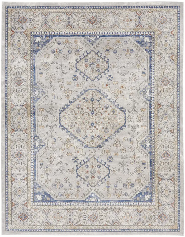 8' X 10' Blue and Gray Medallion Power Loom Area Rug