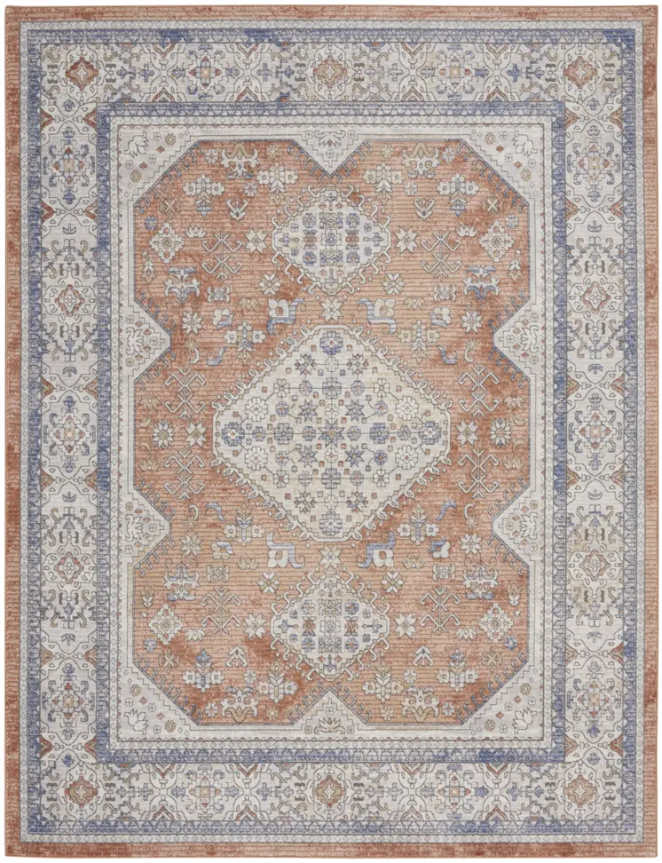 8' X 10' Beige and Bronze Oriental Power Loom Area Rug