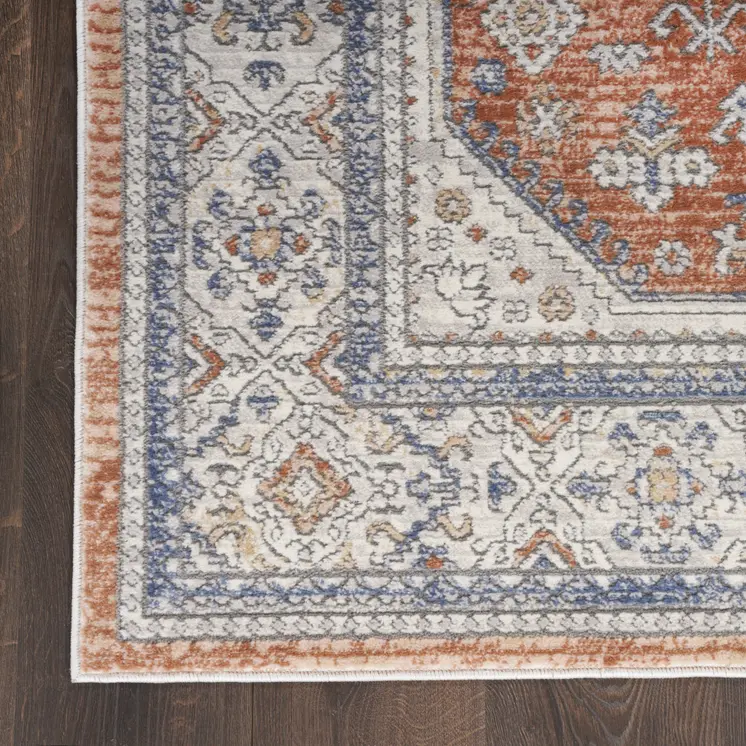 8' X 10' Beige and Bronze Oriental Power Loom Area Rug
