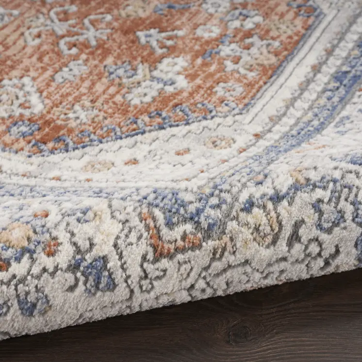 8' X 10' Beige and Bronze Oriental Power Loom Area Rug