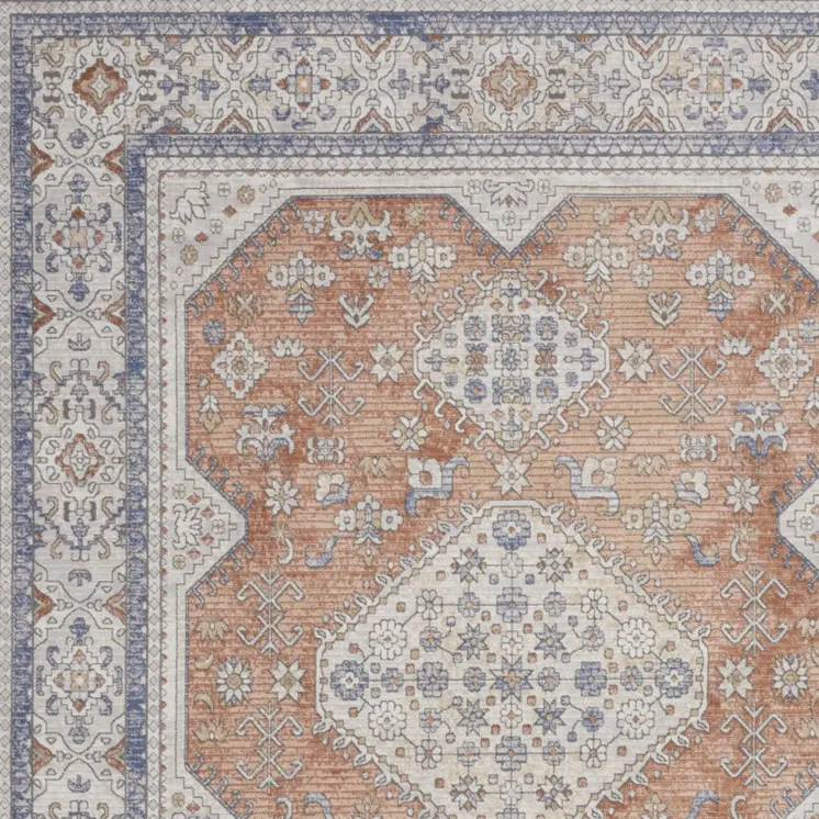8' X 10' Beige and Bronze Oriental Power Loom Area Rug