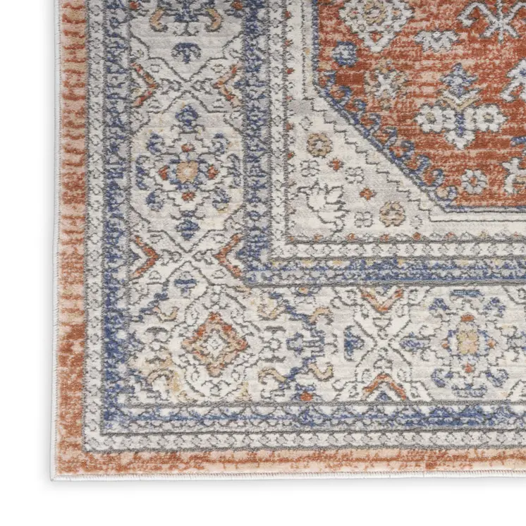 8' X 10' Beige and Bronze Oriental Power Loom Area Rug