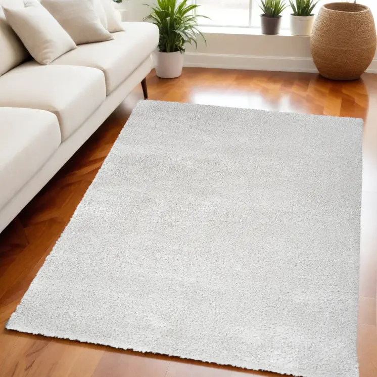 5' X 7' Silver Shag Power Loom Area Rug
