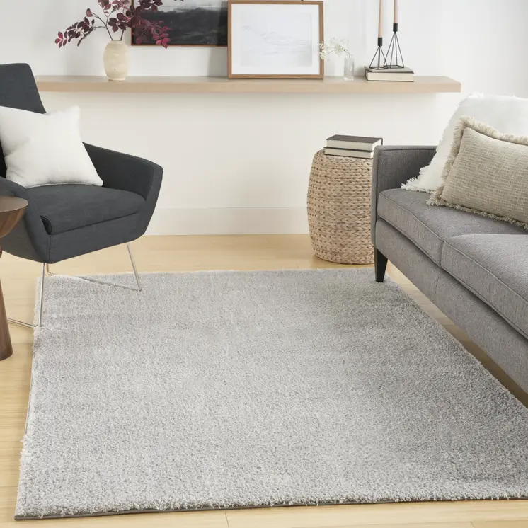 5' X 7' Silver Shag Area Rug