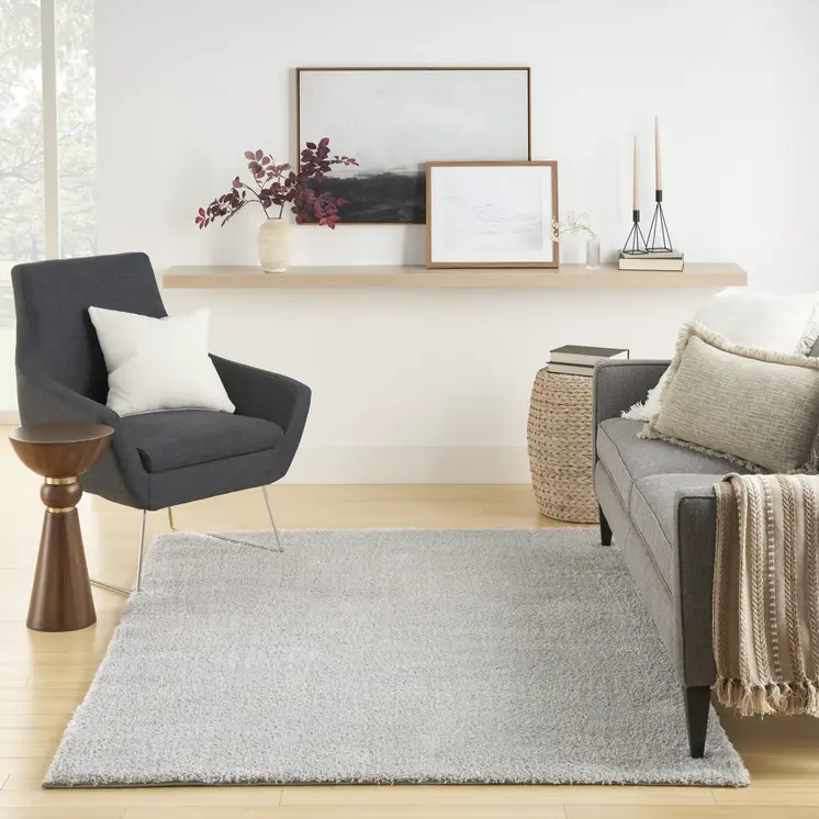 5' X 7' Silver Shag Power Loom Area Rug
