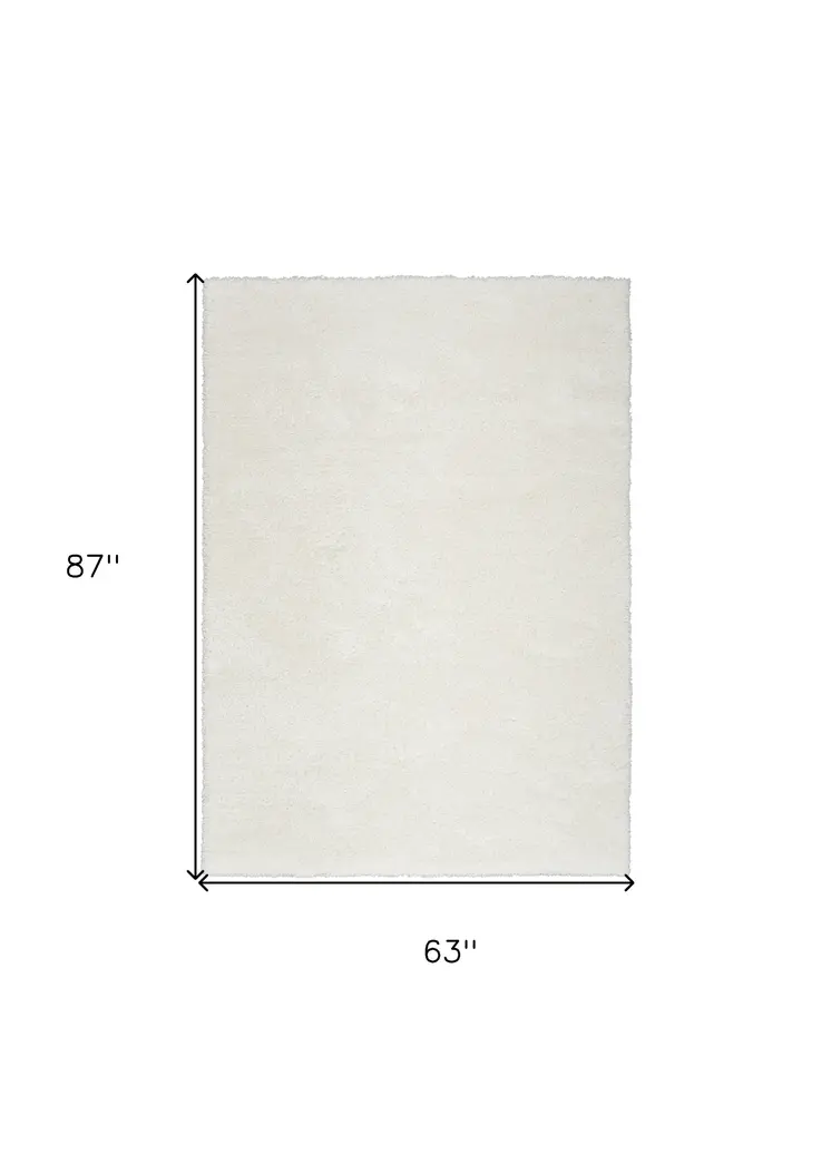 5' X 7' Ivory Shag Power Loom Area Rug